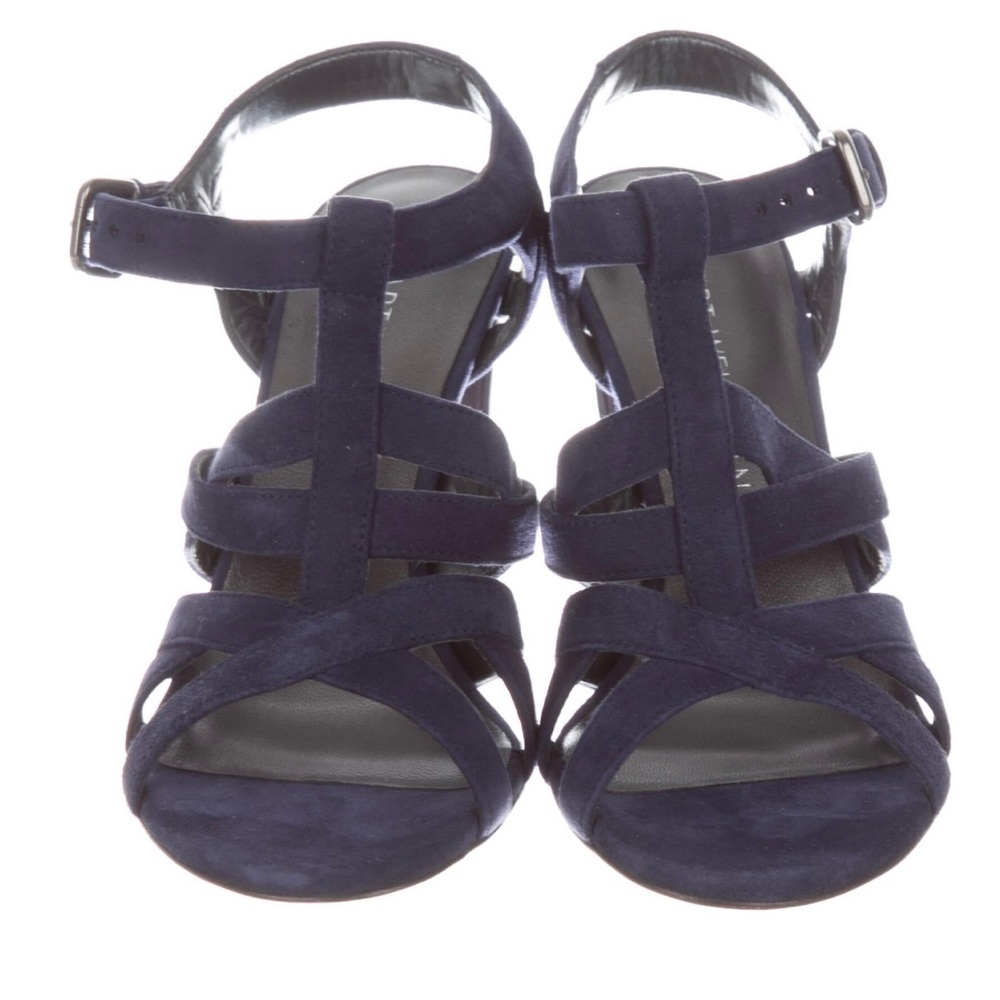 Stuart Weitzman Navy Suede T-Strap Sandals (Size: 5.5)
